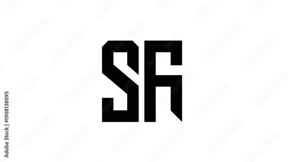 Obraz premium Monogram SF Logo, Modern Geometric Design, Black and White