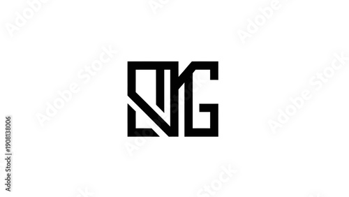 Monogram MG Logo Design, Modern Geometric Letter M and G, Black and White