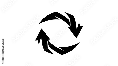Recycle symbol arrows, circular motion, refresh, repeat, loop, cycle, green energy concept