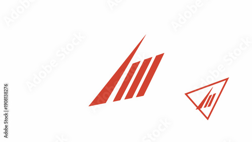 Red Abstract Geometric Logo Design, Minimalist Shape, Modern Corporate Identity