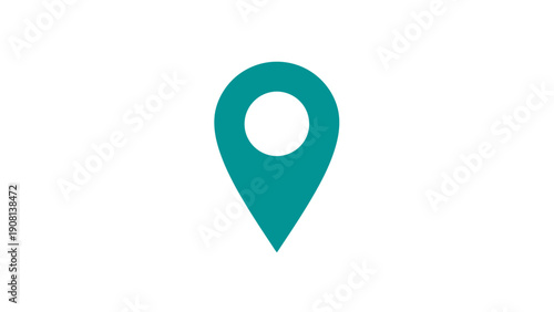 Teal map pin icon on white background, location marker, navigation symbol