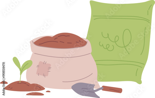 Fertilizer bags for garden soil. Agriculture quality equipment