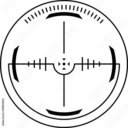 Rifle aim hud. Black round shooting mark