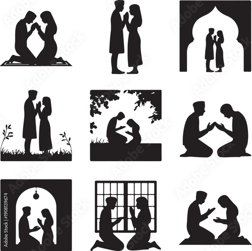 couples in various romantic poses and settings  love and relationships