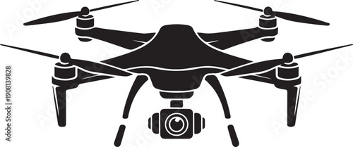 drone with camera and propellers isolated on white background