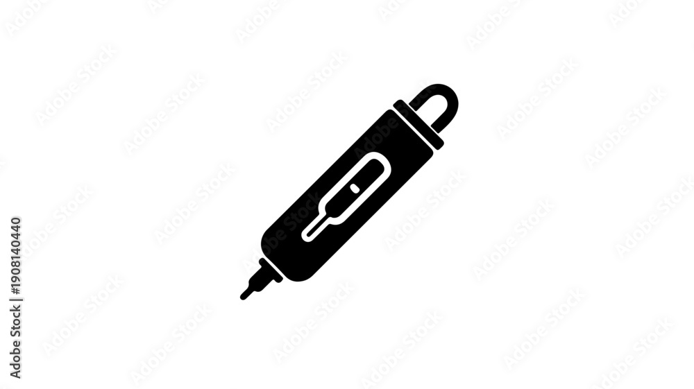 Fototapeta premium Flat black glyph icon of a digital ph meter handheld device on white background for science and technology