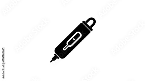 Flat black glyph icon of a digital ph meter handheld device on white background for science and technology