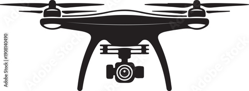 Drone with camera isolated on white background