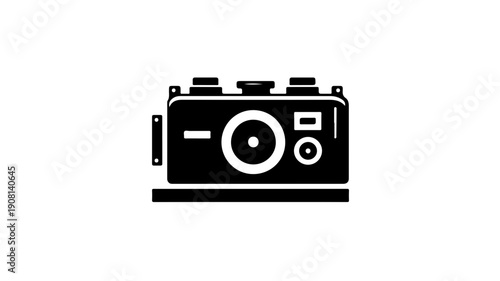 Flat black glyph icon of a hydrogen gas compressor for industrial and technology designs