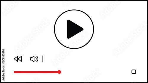 Minimalist video player interface with play button, progress bar, and volume control