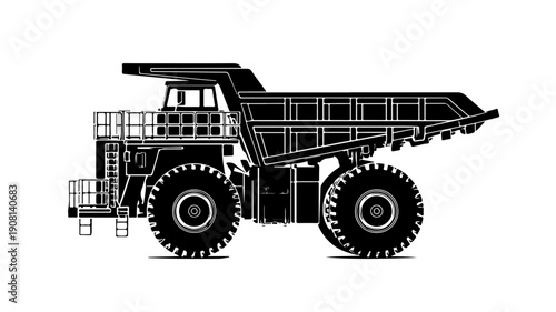 Black glyph icon of a hydrogen powered mining truck on white background eco friendly industrial vehicle