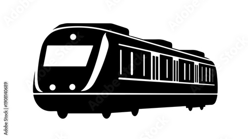 Flat black glyph icon of a hydrogen powered passenger train for eco friendly transportation solutions