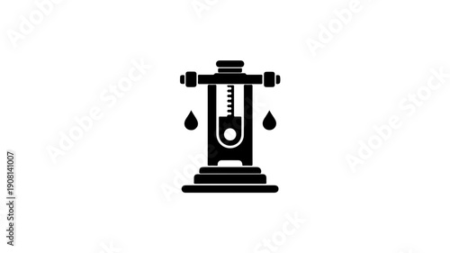 Viscometer lab tool icon black glyph symbol on white background measuring fluid viscosity with dripping liquid
