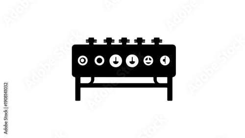 Tube trailer manifold icon industrial equipment symbol black glyph style valves and gauges industrial machinery representation