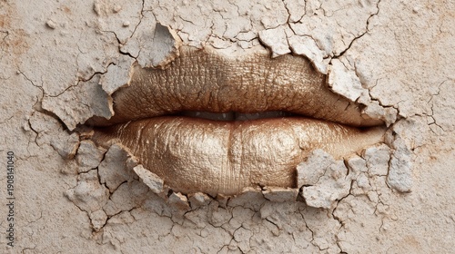 Wallpaper Mural Dry cracked lips concept showing severe lip dryness and skincare treatment need Torontodigital.ca