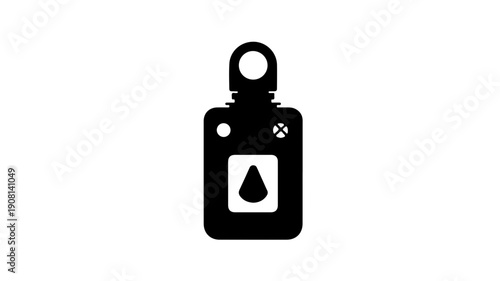 Wearable personal gas detector icon in flat black glyph style safety device with droplet symbol on display