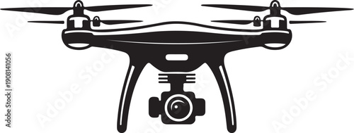 Drone with camera isolated on white background