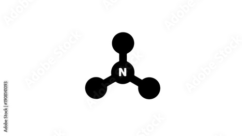 Ammonia molecule nh3 chemical structure icon black glyph on white background scientific symbol for nitrogen compound simple design chemistry illustration