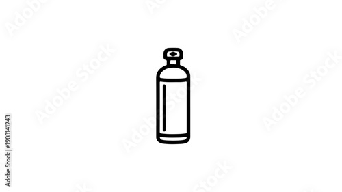 Minimalist black line icon of a high pressure cylinder or gas tank simple design clean illustration white background modern graphic element