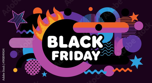 Abstract Black Friday Sale Design with Geometric Shapes