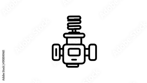 Minimalist black line icon of solenoid valve with simple design on white background industrial control device illustration