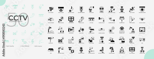CCTV Duotone Editable Icons set