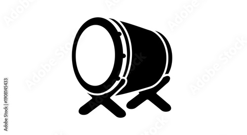 Simple black drum icon on white background.