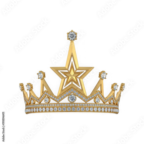 Golden crown with star design - royalty symbol - vector illustration