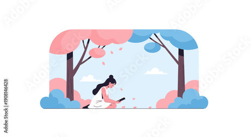 Woman Relaxing in Nature With Smartphone, Digital Detox Concept