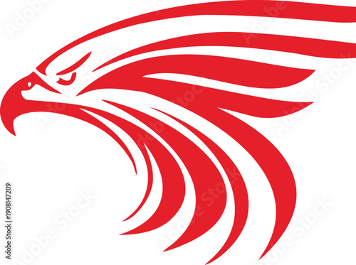 Red eagle head silhouette