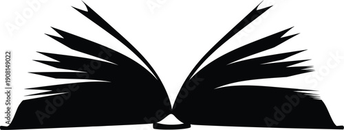 An open book with flying pages, silhouette, education concept, hvjmhfmzxemm3utntmwyzgtlkljm00cmykjztij, graphic illustration