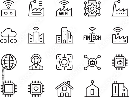 line icons of technology and business concepts