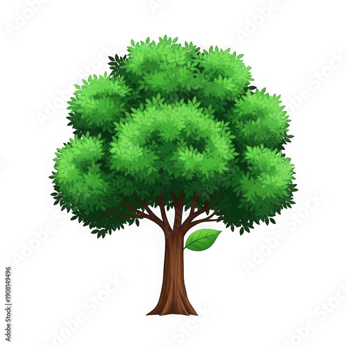 Vibrant green tree illustration, nature artwork, digital drawing