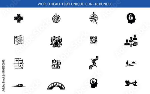 World health day icon set medical symbols and healthcare logos
