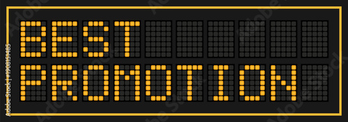 Orange color led banner in word best promotion on black background