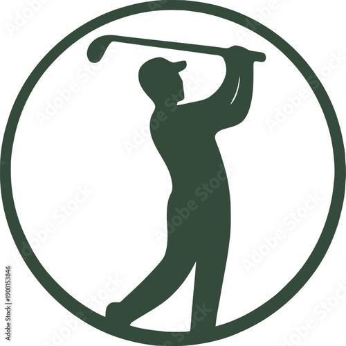 Golfer silhouette logo in circle
