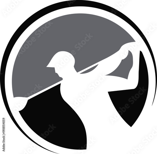 Golfer silhouette logo with dynamic swing