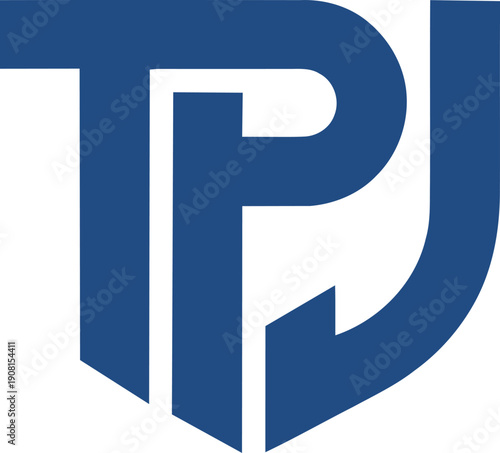 Geometric Shield Monogram – Professional Blue TPJ Lettermark Logo