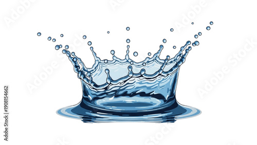 Splashing water creates a dynamic pattern of droplets and ripples in a serene aquatic scene from a frontal viewpoint