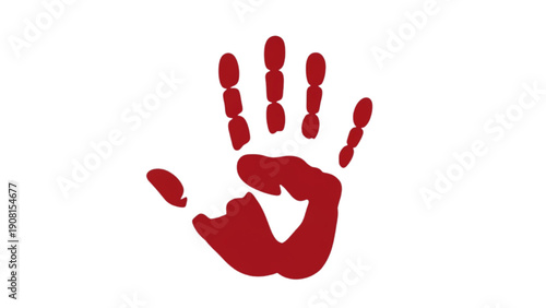 Red handprint symbol on a clean surface representing social issues and awareness