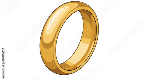 Golden ring illustration on a clean white background viewed from a slight angle