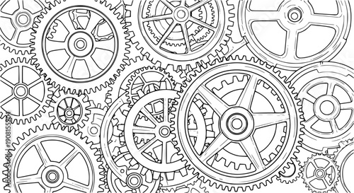 Industrial gear icon featuring precision engineering mechanism and mechanical component for automation technology – Black Vector Illustration