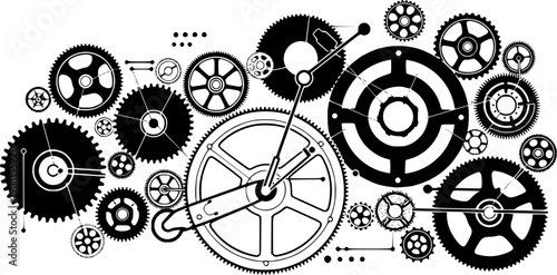 Industrial gear icon featuring precision engineering mechanism and mechanical component for automation technology – Black Vector Illustration