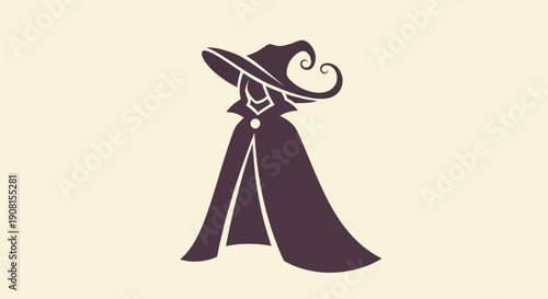 Mysterious figure in cloak and hat silhouette