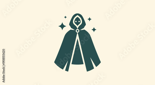 Mysterious figure in cloak illustration