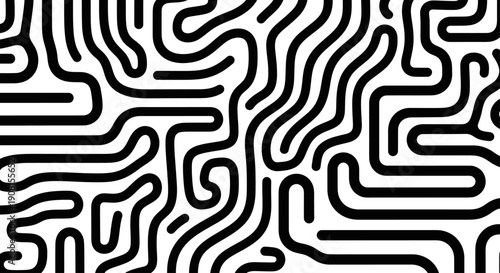 Abstract Black and White Maze Pattern.