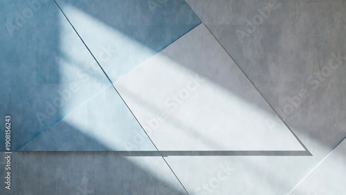 Abstract architectural composition of geometric shapes with dramatic light and shadow play.