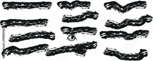 Horizontal Grunge Brush Stroke Collection Vector