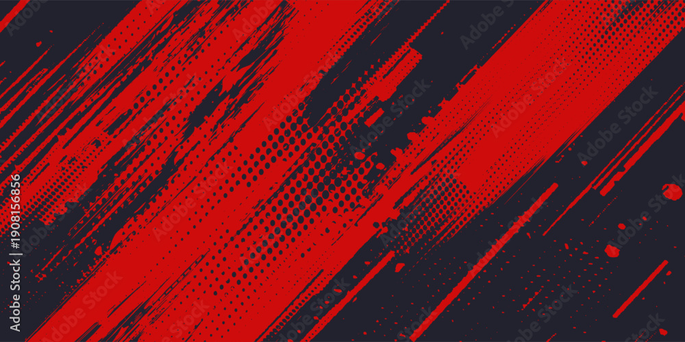 Fototapeta premium Abstract Scratch Red Grunge Texture In Black Background Design
