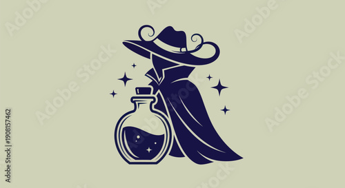 Mysterious figure with potion bottle icon